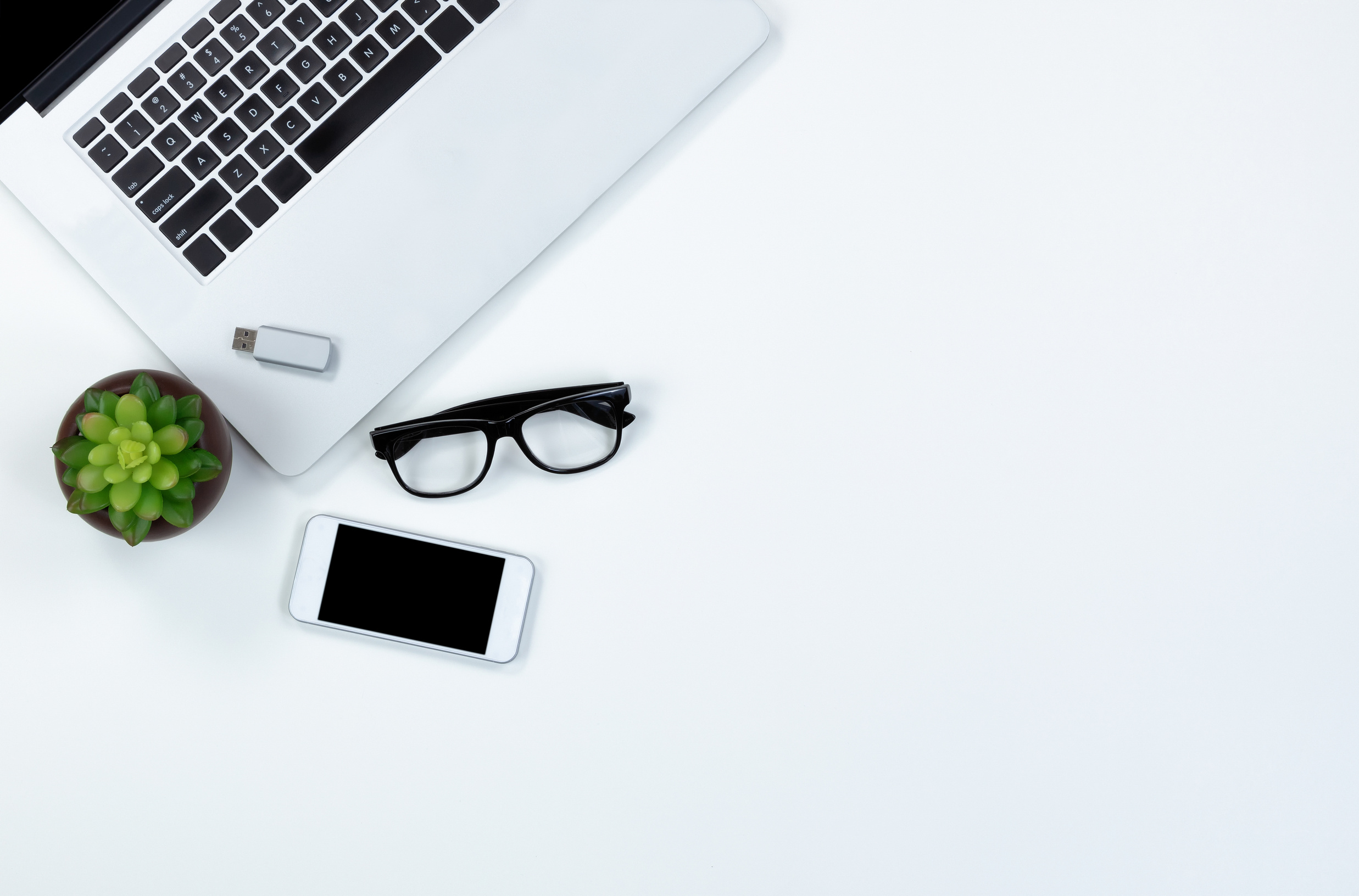 White Desktop with Modern Technology for Workplace